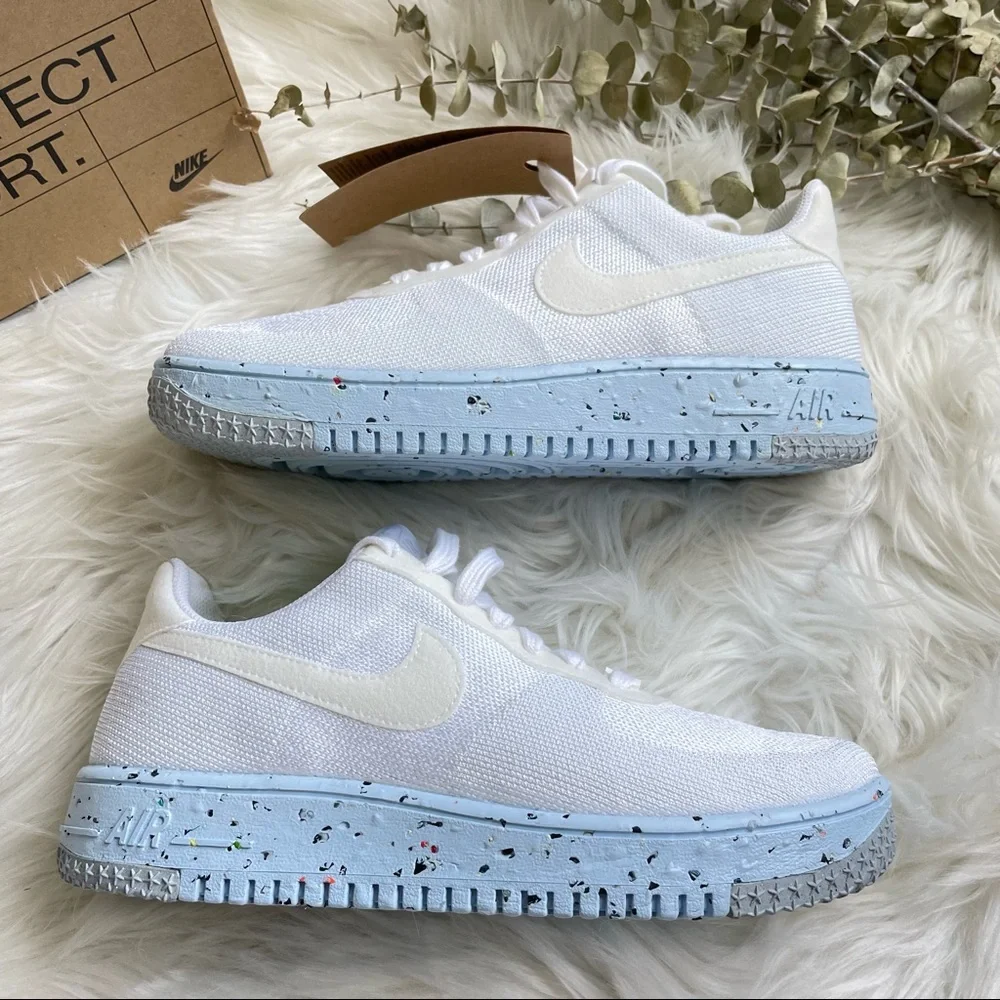 Nike Air Force 1 Crater Flyknit Women’s 8.5 White Pure Platinum NIB
